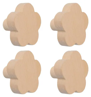 Image de Solidchoice - Lot de 4 boutons en bois en forme de fleur, pour remplacer les boutons de meubles