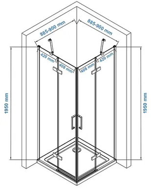 Produktbild von Eckdusche mit Drehtüren, Eckeinstieg EX809 - 6 mm - Nano Echtglas - 90 x 90 x 195 cm