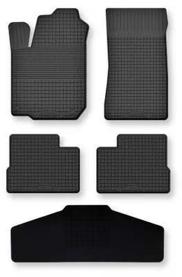 Image de Tapis de sol en caoutchouc + tunnel pour Renault Twingo II 2007-2014 (hayon) – 5 pièces, noirs, semi-universel, adapté