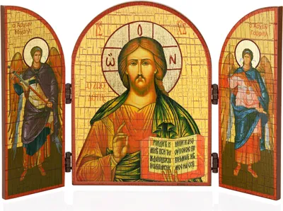 Produktbild von NKlaus Jesus Christus Ikone Triptychon Holz 25x16cm Christlich 13798