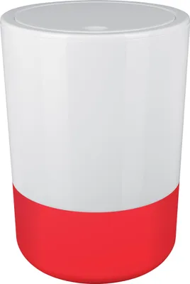 Produktbild von Spirella Design Kosmetikeimer "Moji" Bad Treteimer Schwingdeckeleimer Abfallbehälter mit Schwingdeckel 5 Liter mit Silikonboden Weiß/Rot