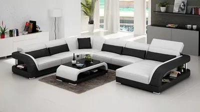 Produktbild von Wohnzimmer Ledersofa Ledercouch Couch Garnituren Sofa Wohnlandschaft Ledersofas