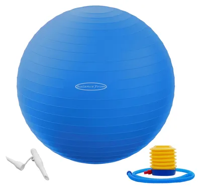 Produktbild von BalanceFrom Anti-Platz- und Rutschfester Gymnastikball Yoga-Ball Fitnessball Geburtsball mit Schnellpumpe, 0,9 kg Kapazität, blau, 48-55 cm, M