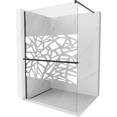 Obrázok produktu pre Mexen Kioto+ sprchová stena s poličkou a lištou 110 x 200 cm, transparentnéné/biely vzor 8 mm, čierna - 800-110-121-70-85