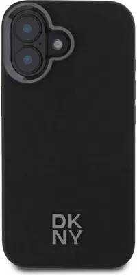 Produktbild von DKNY iPhone 16 Back cover case - PolyurethanLeather Stack Logo Magsafe Case - Black