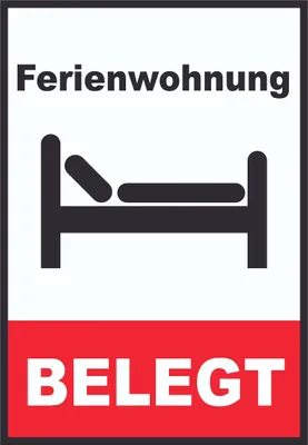 Produktbild von Ferienwohnung belegt Hochkant Schild A0 Rückseite selbstklebend