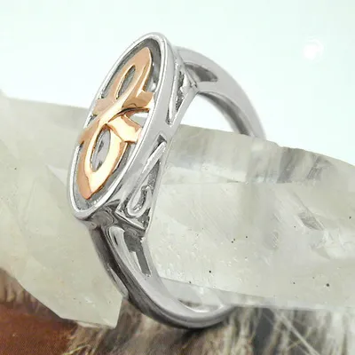 Produktbild von Gr. 62 - Ring 7mm bicolor rotvergoldet glänzend rhodiniert Silber 925 Ringgröße 62