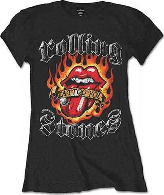 Produktbild von The Rolling Stones Flaming Tattoo Tongue Black L Damen T-Shirt