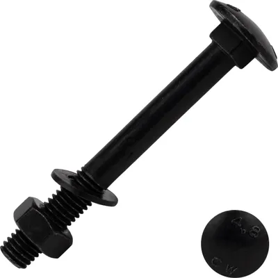 Produktbild von Schlossschrauben mit Mutter und Scheibe verzinkt schwarz M8 x 70 mm - pro 25 Stück