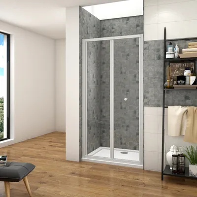 Produktbild von 80x185cm Falttür Nischentür Duschtür Duschwand Duschkabine Duschabtrennung aus 5mm ESG Sicherheitsglas