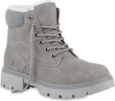 A single gray boot is shown against a white background.