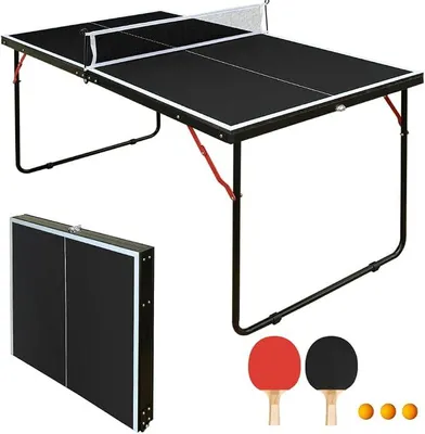 Produktbild von Klappbare Mobile Tischtennisplatte Mit Netz Schlägern Bällen Für Indoor Outdoor Leicht Verstaubar