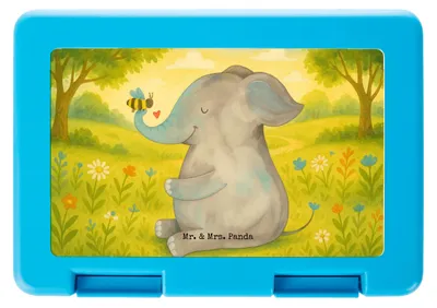 Produktbild von Mr. & Mrs. Panda Bento Box Elefant Biene Design - Weiß - Geschenk, Brotzeitbox, Lunchbox, Liebe, Snackbox, Vorratsbehälter, Heiratsantrag, Bentobox, Lustige Sprüche