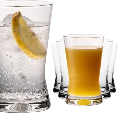 Produktbild von PLATINUX Trinkgläser 200ml Wassergläser X-Form Set 6-Teilig Saftgläser aus Glas Serie "CrossLine" Spülmaschinenfest