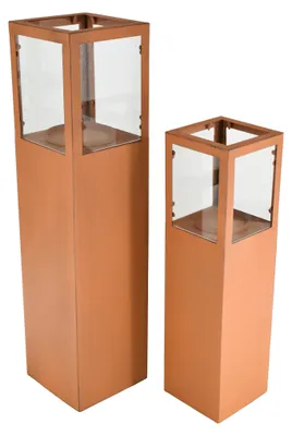 Produktbild von Kerzenständer SOFIA 2er Set - Metall Rostfarben 74x18x18cm | Dekoration Wohnzimmer Büro