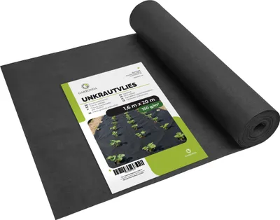 Produktbild von Garronda Unkrautvlies 150 g/m² Schwarz1,6 m x 20 m wasserdurchlässig UV-beständig Bodenabdeckung für Wege und Steinflächen GD-0177