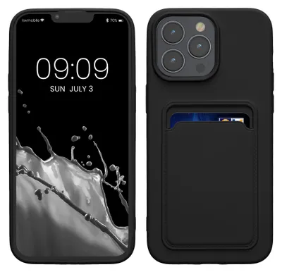 Produktbild von kwmobile Handyhülle für Apple iPhone 15 Pro Max Hülle mit Kartenfach - TPU Case - Kabelloses Laden - Schutzhülle Cover in Schwarz
