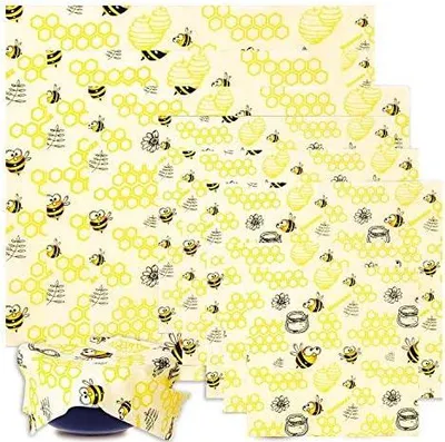 Produktbild von Bienenwachstücher 8 Stücke Yellow - e Bienenwachs-Wraps aus Naturwachs & Baumwolle | Wiederverwendbare Frischhaltefolie für Lebensmittel, Plastikfrei & Umweltfreundlich
