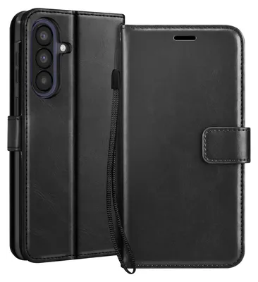 Immagine prodotto di Mayaxess, custodia a portafoglio per Galaxy A57 con cinturino e supporto, nera