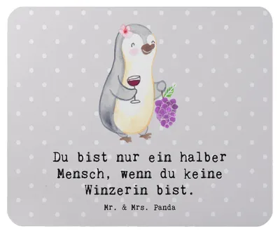 Produktbild von Mr. & Mrs. Panda Mousepad Winzerin Herz - Grau Pastell - Geschenk, computer, pc, mauspad, Mouse Pad