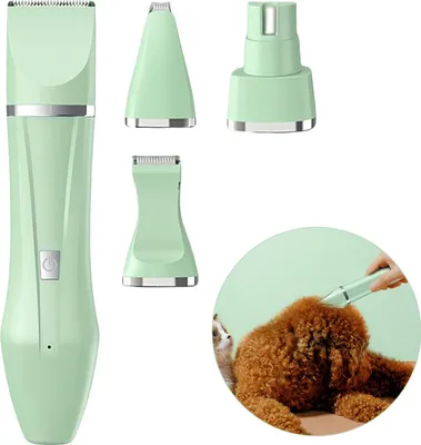 Produktbild von Leiser Tierhaarschneider 4-in-1, sicherer Felltrimmer für Hunde & Katzen, kabellos, abwaschbare Edelstahlklingen, Type-C Akku