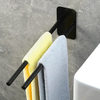 Immagine prodotto di Portasciugamani autoadesivo, senza necessità di foratura, 40 cm, acciaio inossidabile nero opaco, modello SUS304