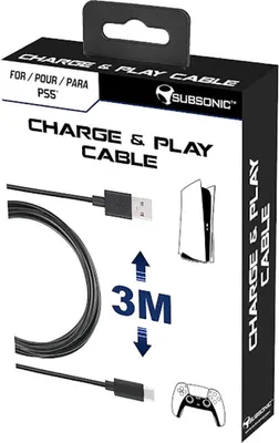 Produktbild von Subsonic SA5600, PlayStation 5, Gaming Controllerkabel, Schwarz, 3 m, 1 Stück(e), Box
