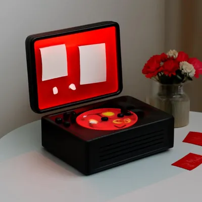 Obrázek produktu pro Multifunkční retro reproduktor – přenosný reproduktor s CD přehrávačem – LED osvětlení – akumulátor 3000 mAh – dálkové ovládání – černý