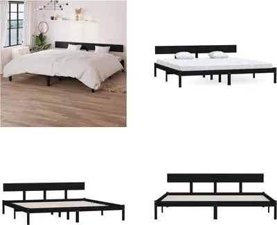 Produktbild von vidaXL Massivholzbett Schwarz Kiefer 180x200 cm - Bettrahmen - Bettgestell - Bett - Holzbettrahmen