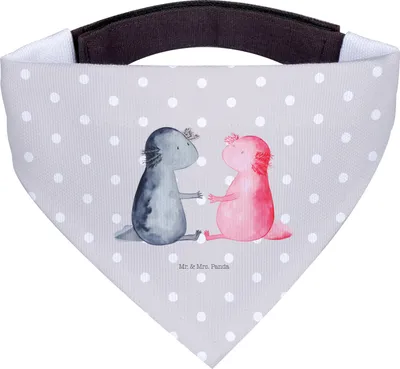 Produktbild von Mr. & Mrs. Panda Halstuch Hund Axolotl Liebe - Grau Pastell - Geschenk, Hundehalstuch, Schwanzlurch, Bandana für Hunde, Valentinstag, Freund