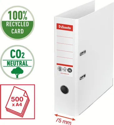 Productafbeelding van Esselte hefboommechanisme voor documenten, model No.1, gemaakt van gerecycled karton, 7,5 cm, wit