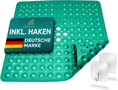 Imagen del producto de Alfombrilla antideslizante para ducha, de 53x53 cm, con 2 ganchos, resistente al moho, lavable a máquina, libre de BPA y látex, ideal para