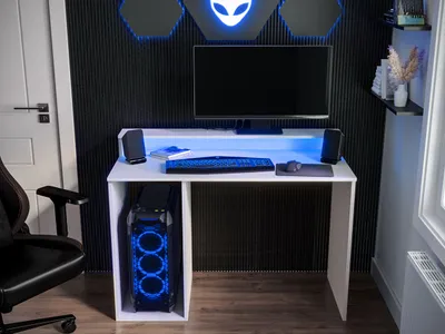 Immagine prodotto di Tavolo per computer con illuminazione a LED PACHO 2 - bianco