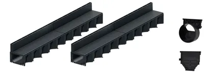 Produktbild von 2x1m ACO Hexaline 2.0 Entwässerungsrinne Schlitzaufsatz Kunststoff Ablauf horizontal Bodenrinne Terrassenrinne