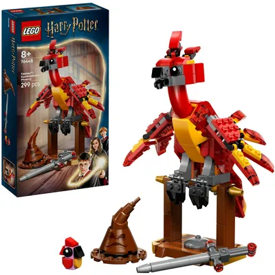 Produktbild von LEGO Harry Potter Fawkes: Dumbledores Phönix-Spielzeug mit Sprechenden Hut, Gryffindor Schwert & Baby Fawkes – Geburtstagsgeschenk für Mädchen und Jungen ab 8 Jahren – 76448