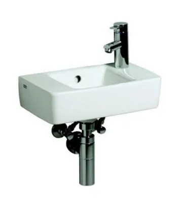 Produktbild von Geberit Handwaschbecken Renova Compact 40x25cm, m ÜL, Hahnl. re, weiß KeraTect