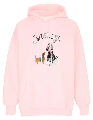 Produktbild von Damen Strick-Hoodie mit Kapuze und Kängurutasche, rosa, Größe L, lässige Passform