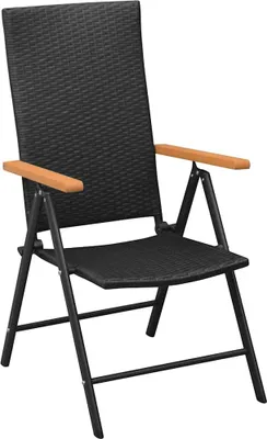 Produktbild von vidaXL Stapelbare Gartenstühle 2 Stk. Poly Rattan Schwarz
