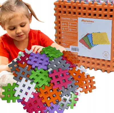 Produktbild von Marioinex Waffel-Bausteine INSTA Farben 55 Teile + 4 Grundplatten