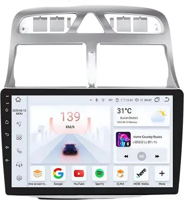 Image de Autoradio avec Bluetooth, CarPlay, compatible avec Apple et Android, chaîne stéréo, navigation, système de navigation pour Peugeot 307 / 307CC / 307SW (2002-2013)