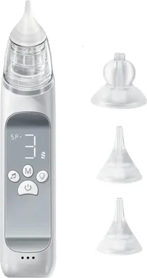 Produktbild von Elektrischer Baby Nasensauger, 3 Saugstufen, Musik & Licht, 3 Silikonaufsätze, 700mAh