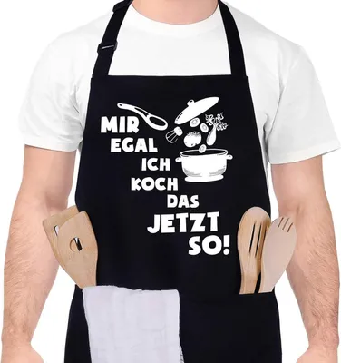 Produktbild von Grillschürze für Männer Schwarz Lustig Baumwoll Küchenschürze BBQ Schürze