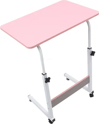 Zdjęcie produktu dla Stolik do sofy, stolik do laptopa, stolik do łóżka z kółkami, do sofy, laptopa, kawy, przekąsek, regulacja wysokości 31,5 x 15,7 cala, różowy