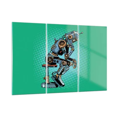 Produktbild von Bilder auf glas - Roboter Illustration Karikatur Comic - 165x110cm - Glasbilder - Wandbilder - Kunstdruck - Wanddekoration aus Glas - Glas Bilder - Wandbild auf Glas - GCE165x110-3194