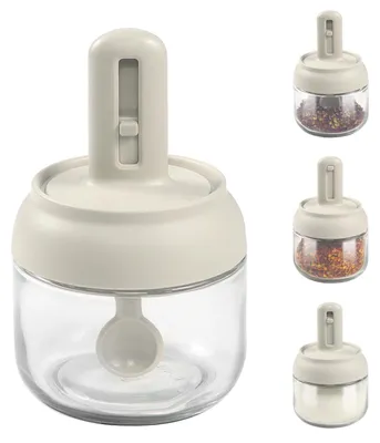 Immagine prodotto di Omgoods - Set di 4 barattoli di vetro ermetici per spezie, con cucchiaino incluso