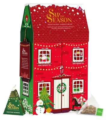 Produktbild von ETS- Tee-Geschenkset "Winterhaus" BIO, 10 Sorten, 28 Pyramidenbeutel