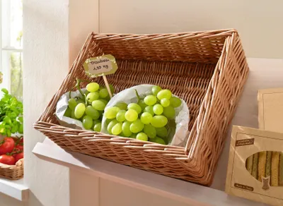 Immagine prodotto di Cestino da scaffale Scatola naturale Cestino da stoccaggio Cestino per ciotole Cestino di vimini Scaffale 40 cm