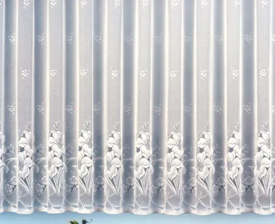 Image de Rideau Jacquard, 100 x 600 cm, blanc, avec ruban de plis, motif floral, pour salon