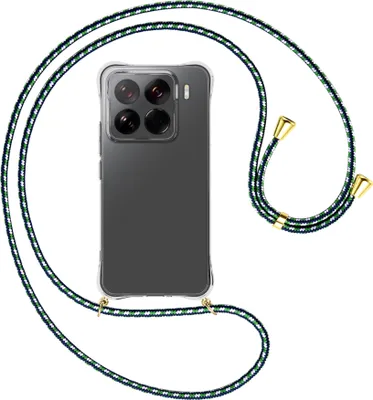 Produktbild von Handykette Backcover-Schutzhülle mit Band (Metall goldfarben) für Xiaomi 15 Pro 5G - grün/blau/weiß