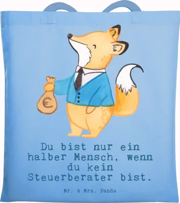 Produktbild von Mr. & Mrs. Panda Schultasche Steuerberater Herz - Sky Blue - Geschenk, Tasche, Shopping, Tote Bag, Jutebeutel, Beutel